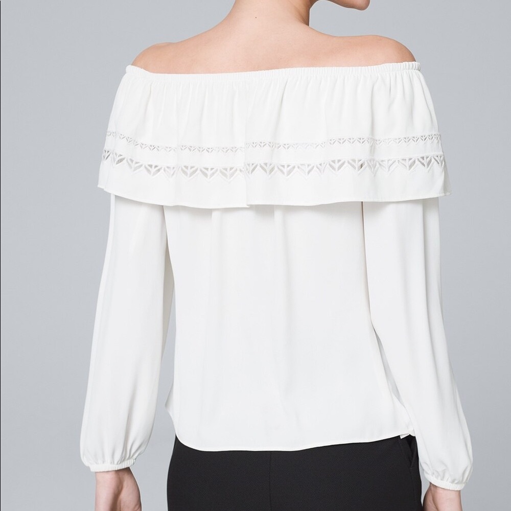 White House Black Market Off the Shoulder White Blouse, Size XXS - Picture 3 of 9